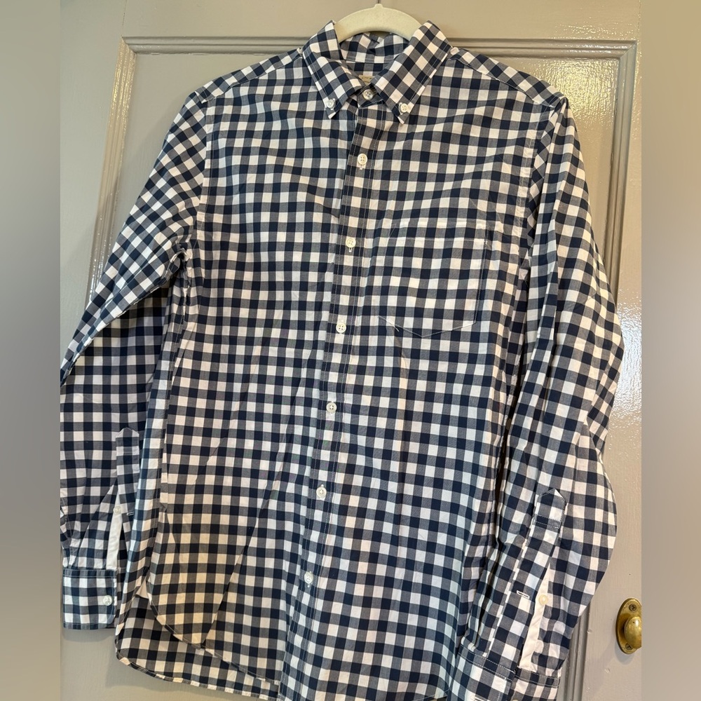 J CREW CREWCUTS Boys Navy & White Check button-down shirt size XS NWOT